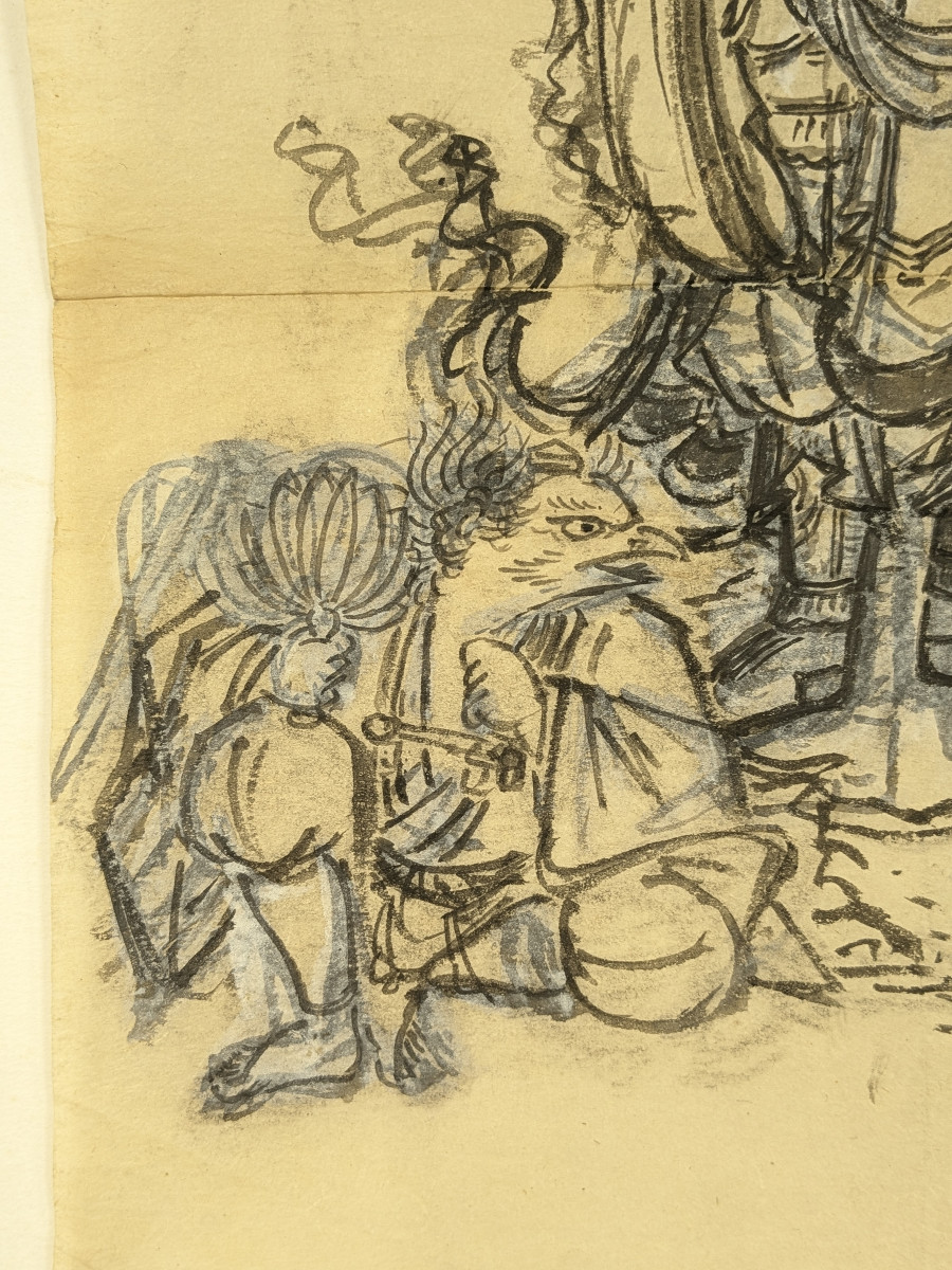 Set Of 5 Drawings On Silk Paper - Japan Circa 1900-photo-2