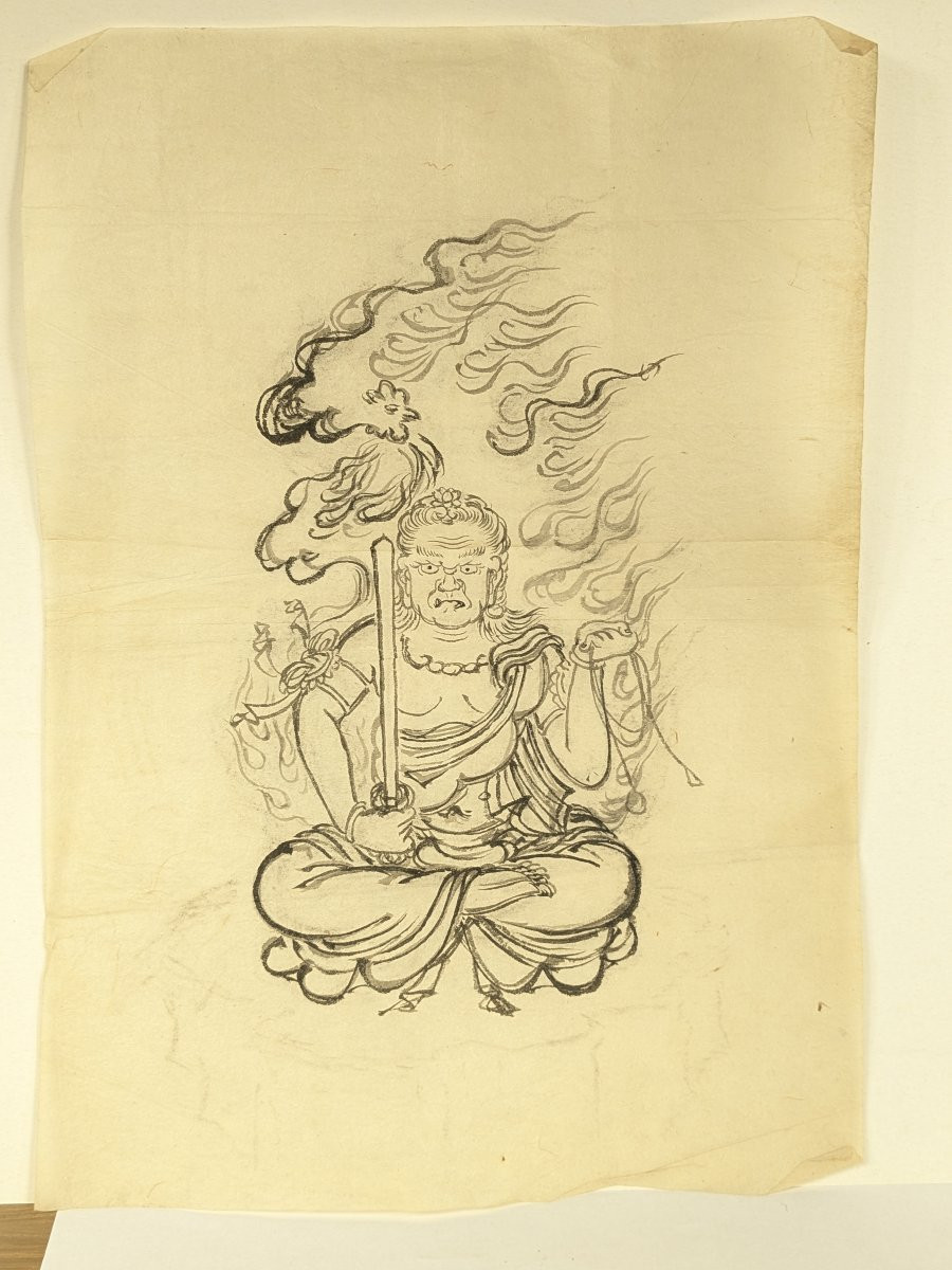 Set Of 5 Drawings On Silk Paper - Japan Circa 1900-photo-5
