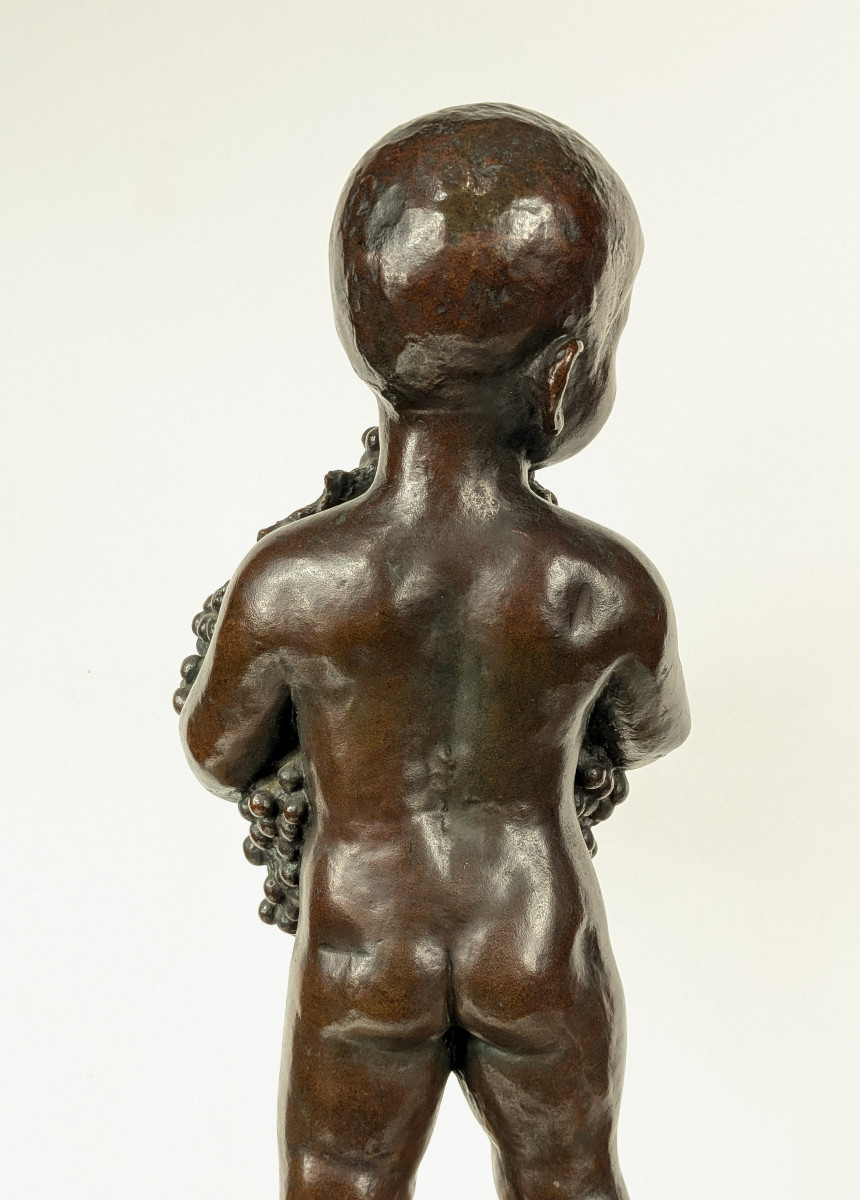 Putto With Grapes Or Child Bacchus - Bronze 1920-30 By Hinako Sanezo 1892-1945 #933-photo-6