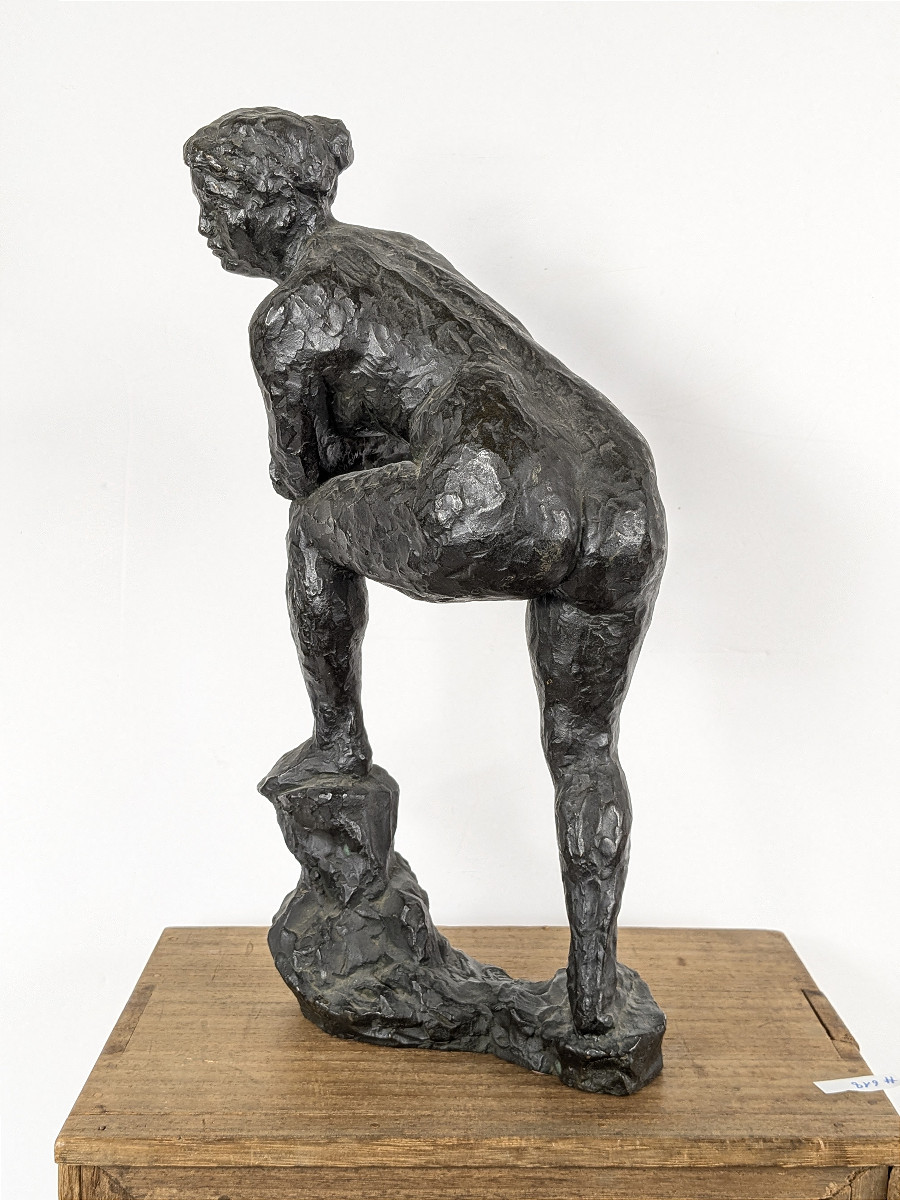 Nude Reclining On Her Elbow - Takashi Mine 1913-2003 Japan - Bronze 1953 #618-photo-2