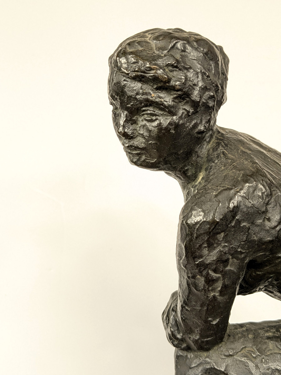 Nude Reclining On Her Elbow - Takashi Mine 1913-2003 Japan - Bronze 1953 #618-photo-6