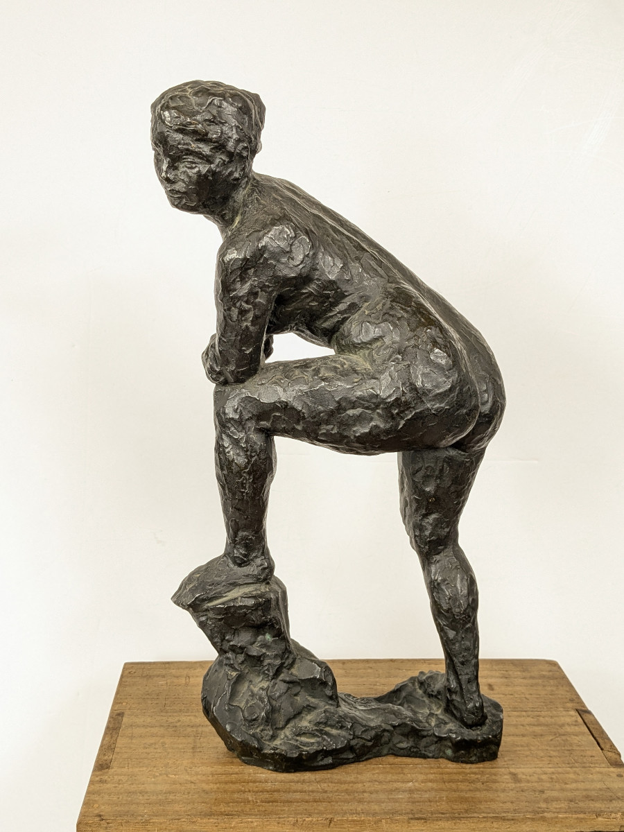 Nude Reclining On Her Elbow - Takashi Mine 1913-2003 Japan - Bronze 1953 #618