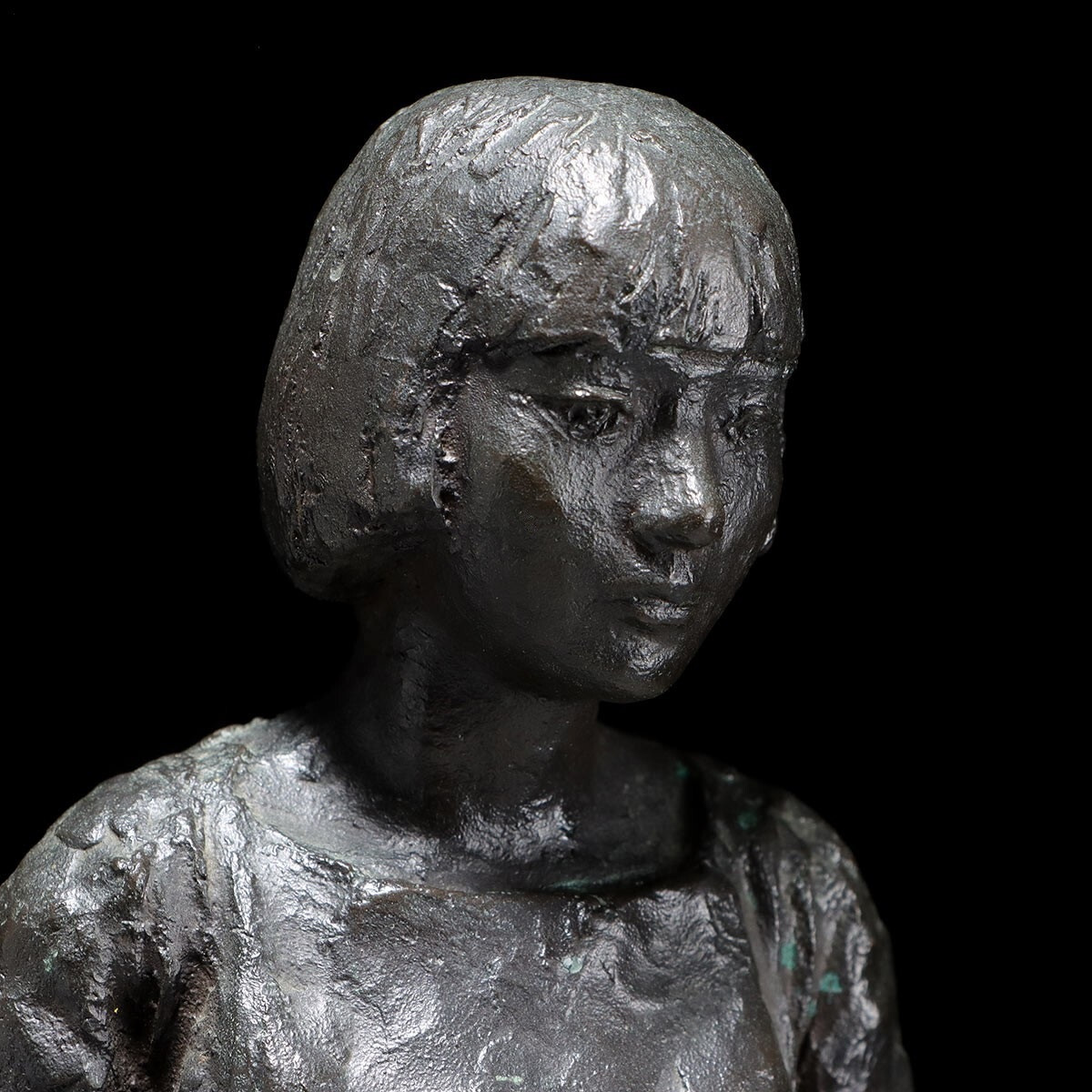 Young Girl In A Tunic - Bronze Circa 1970-80 #39-photo-2