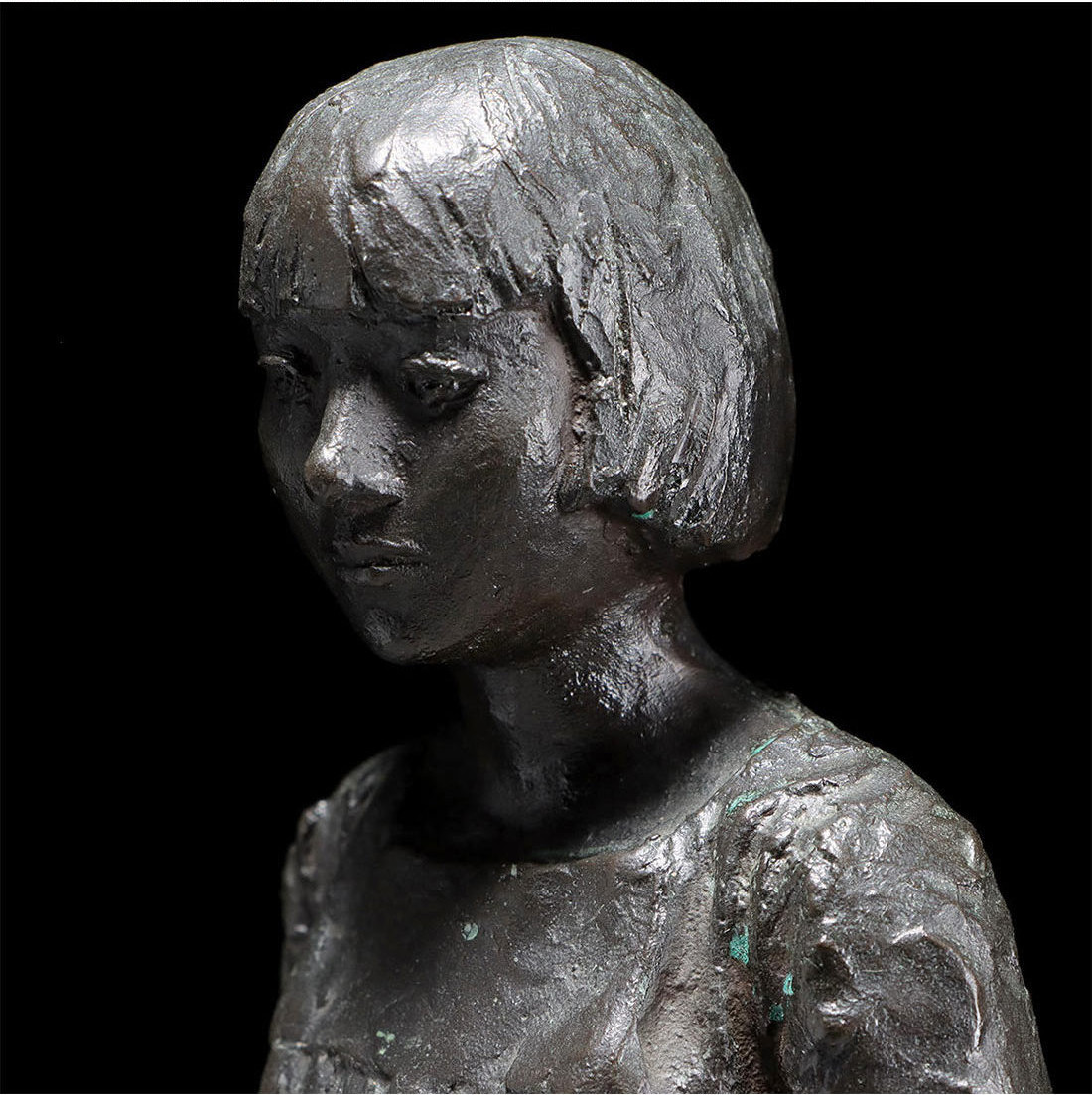 Young Girl In A Tunic - Bronze Circa 1970-80 #39-photo-1