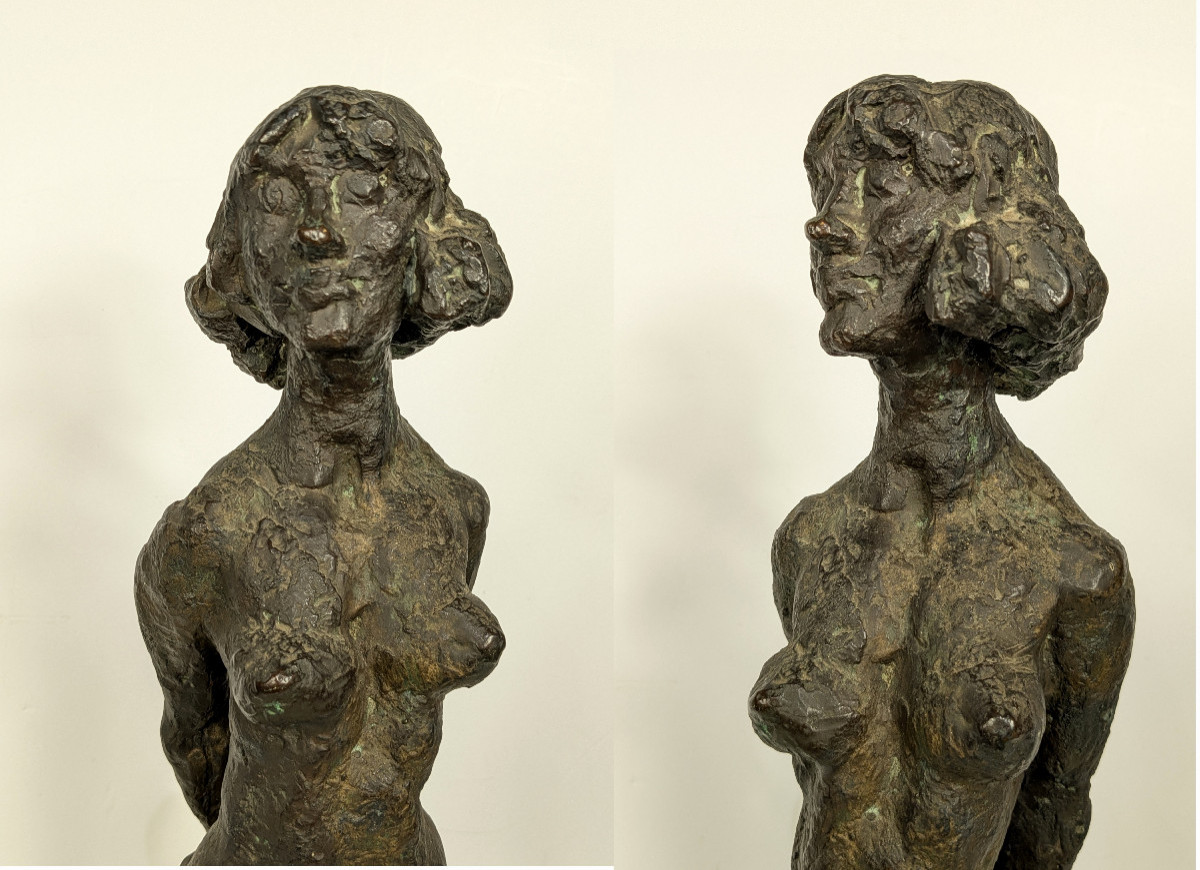 Nude, Dented, And Smiling - Bronze 1972 By Misaki Kuichi (1920-2001) #486-photo-3