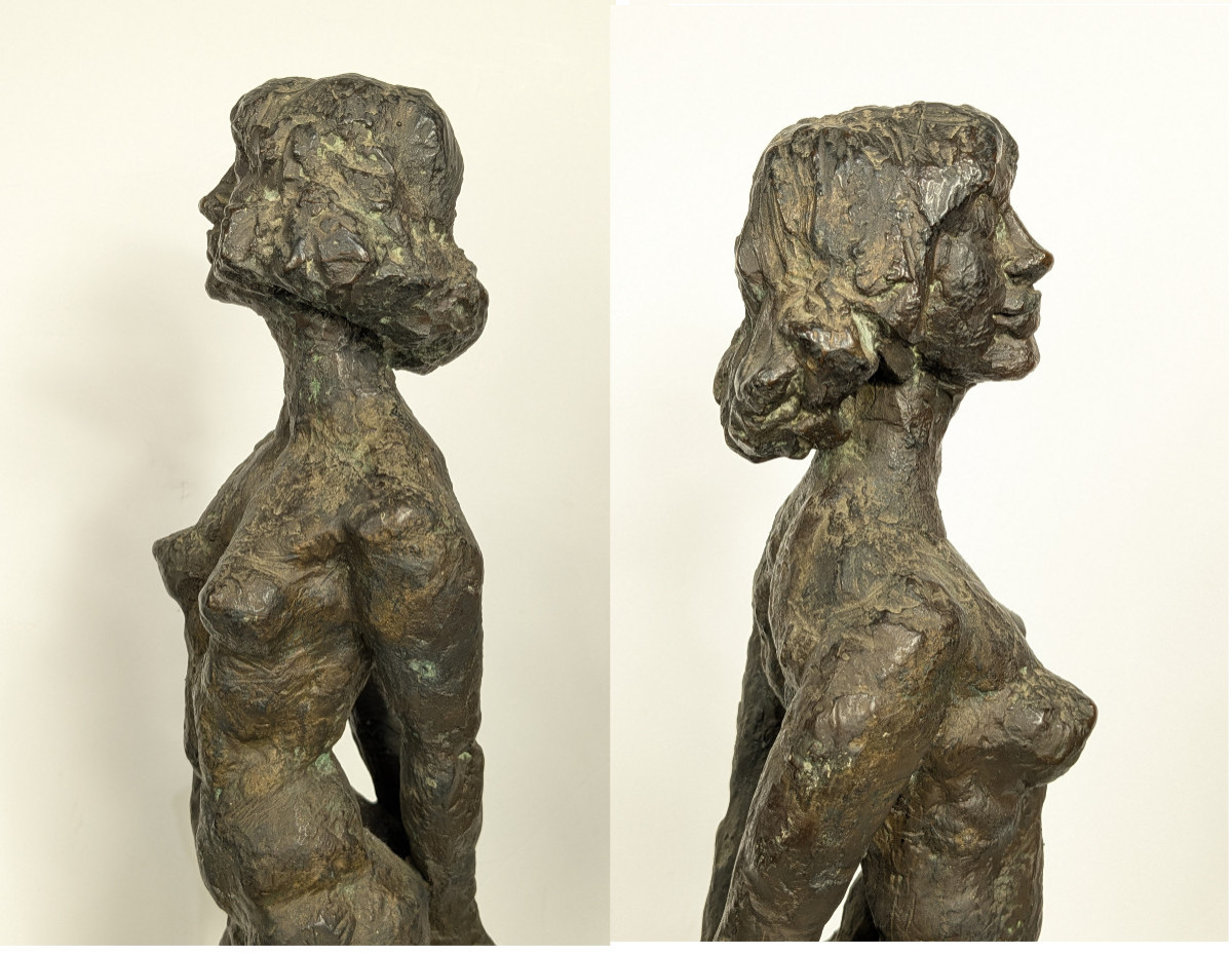 Nude, Dented, And Smiling - Bronze 1972 By Misaki Kuichi (1920-2001) #486-photo-3