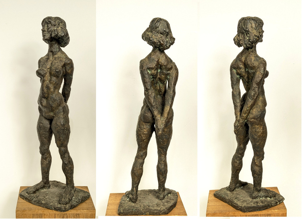 Nude, Dented, And Smiling - Bronze 1972 By Misaki Kuichi (1920-2001) #486-photo-4