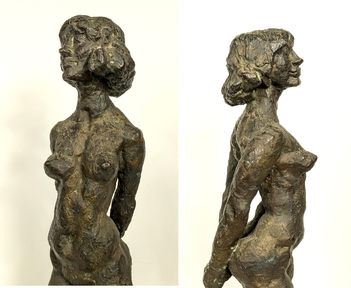 Nude, Dented, And Smiling - Bronze 1972 By Misaki Kuichi (1920-2001) #486-photo-5