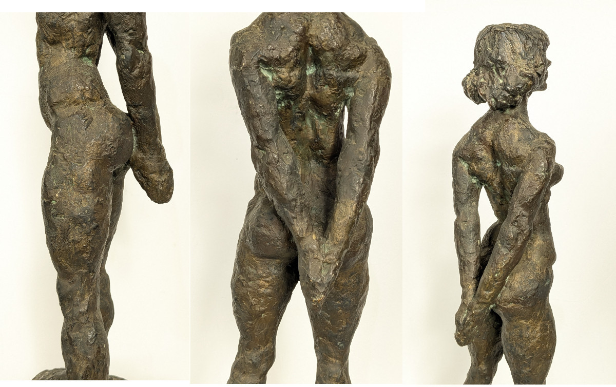Nude, Dented, And Smiling - Bronze 1972 By Misaki Kuichi (1920-2001) #486-photo-7