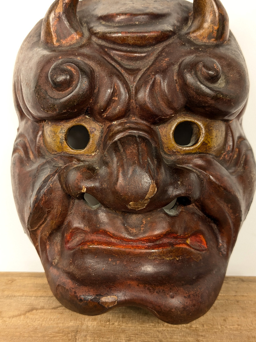 Oni Demon Mask - Japan 1930-50 #988-photo-2