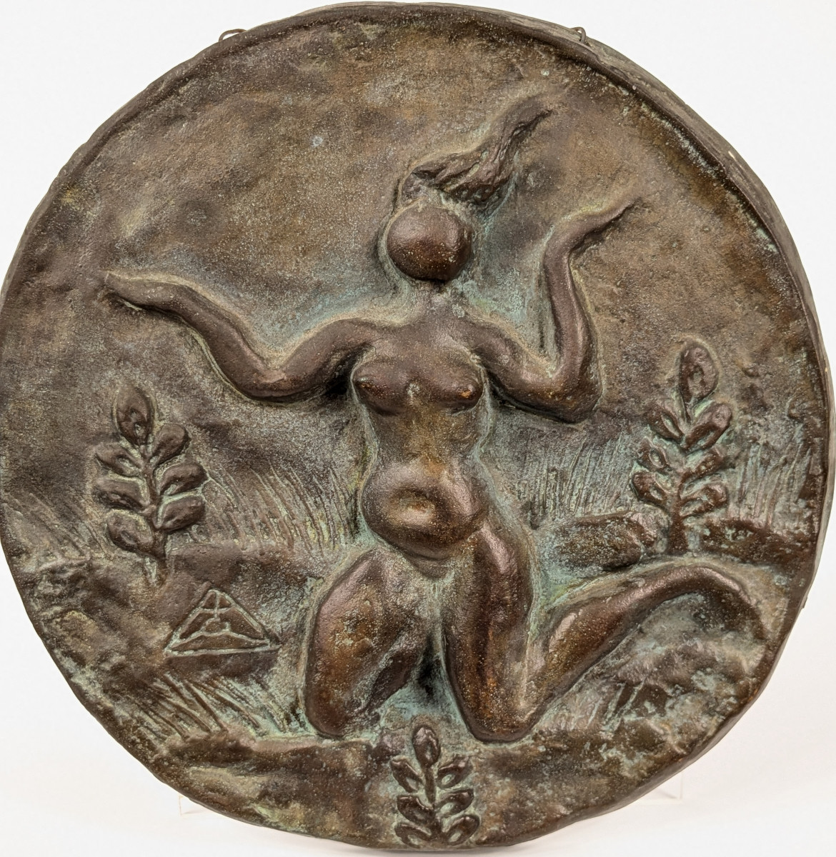 Nude In A Medallion - Bronze By Masaru Kinouchi 1892-1977 #485-photo-2