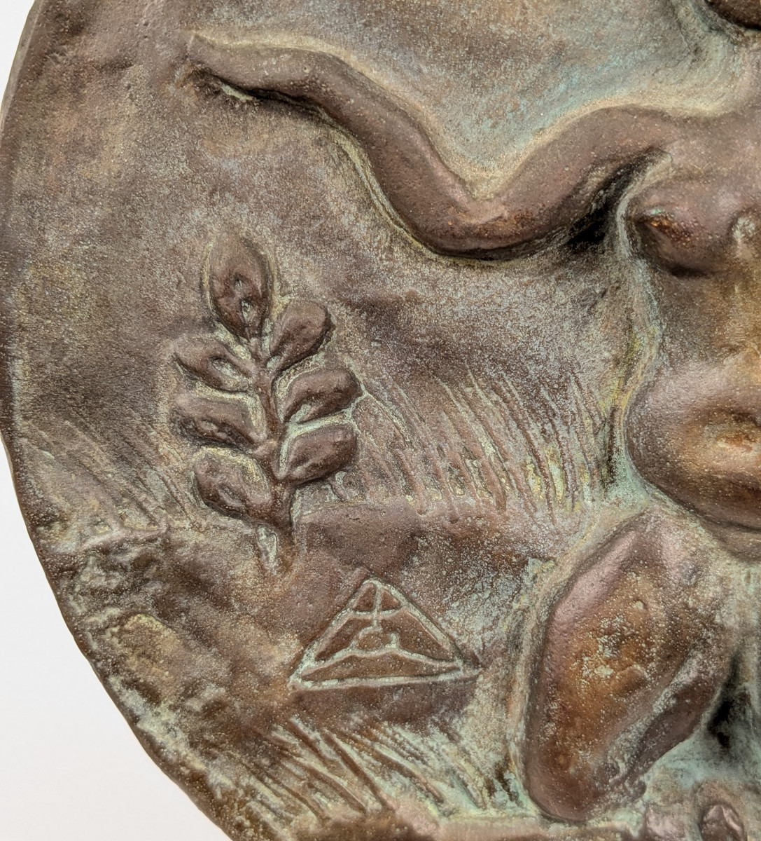 Nude In A Medallion - Bronze By Masaru Kinouchi 1892-1977 #485-photo-4