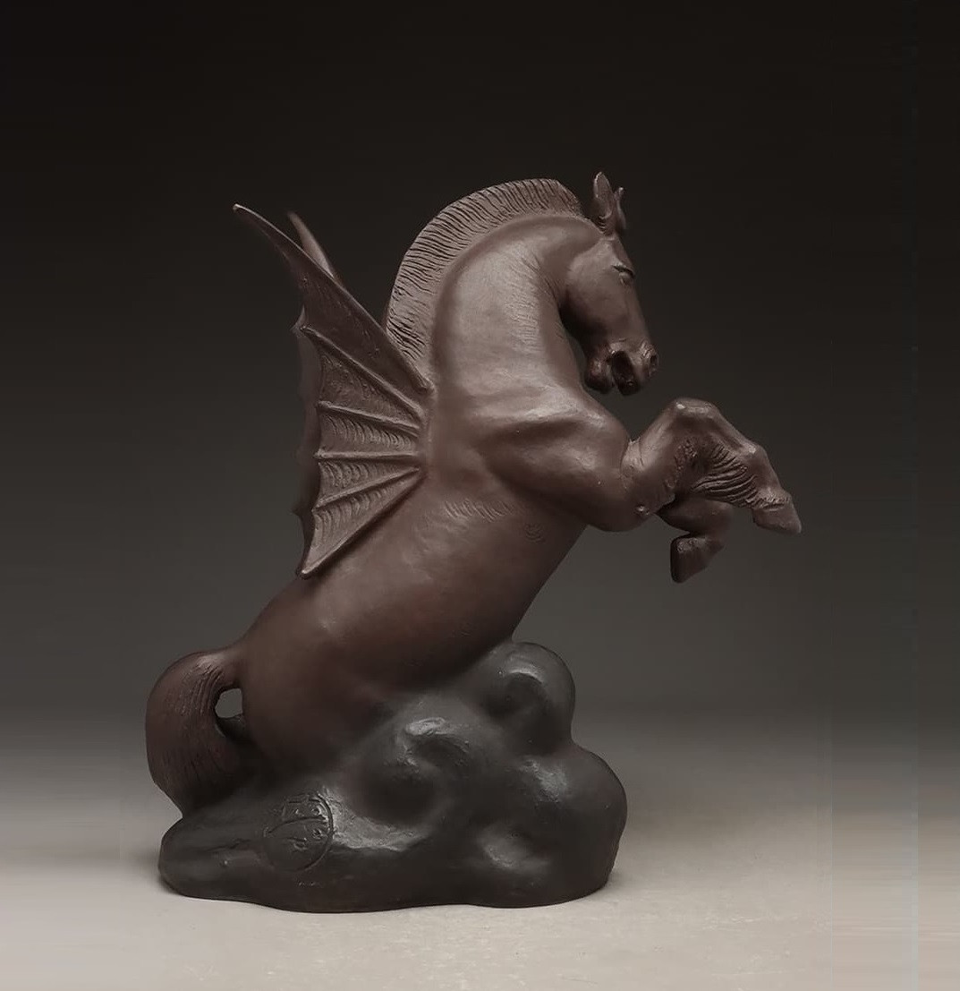 Art Deco Hippogriff In Bronze Circa 1930 - Uichi Ogura 1881-1962 #592-photo-2