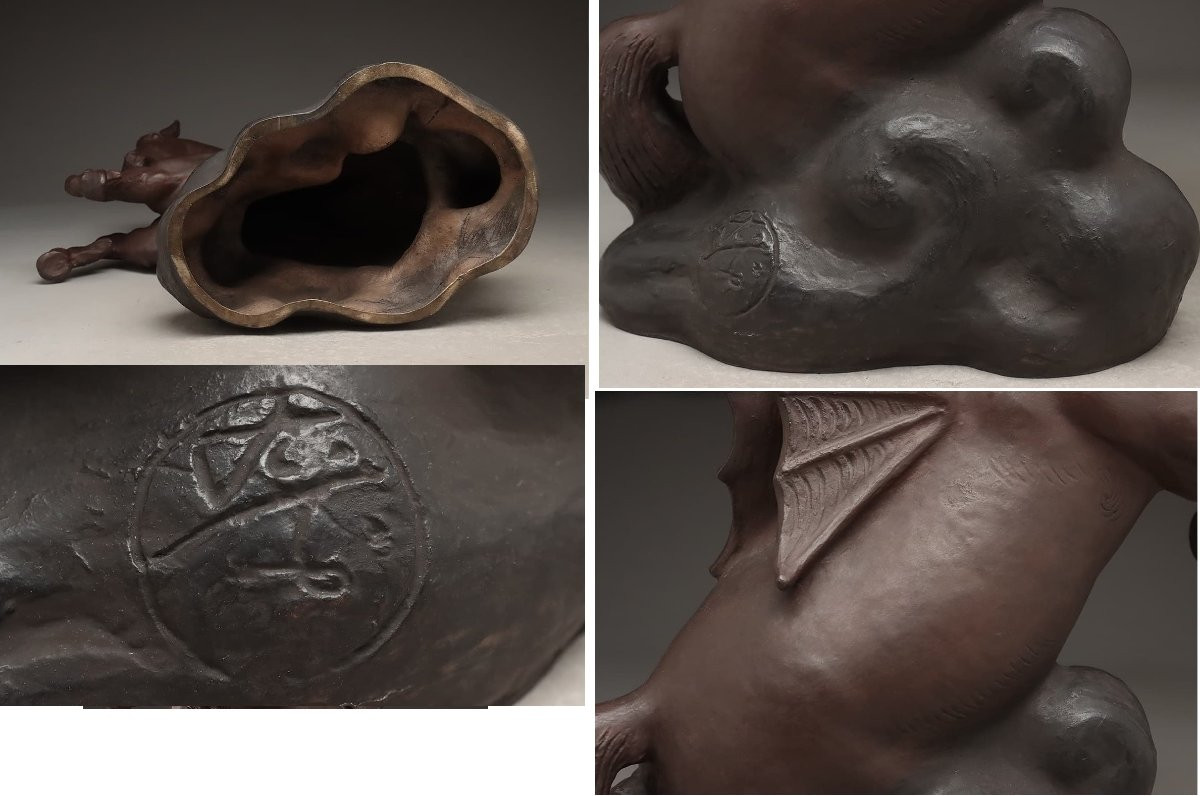 Art Deco Hippogriff In Bronze Circa 1930 - Uichi Ogura 1881-1962 #592-photo-8