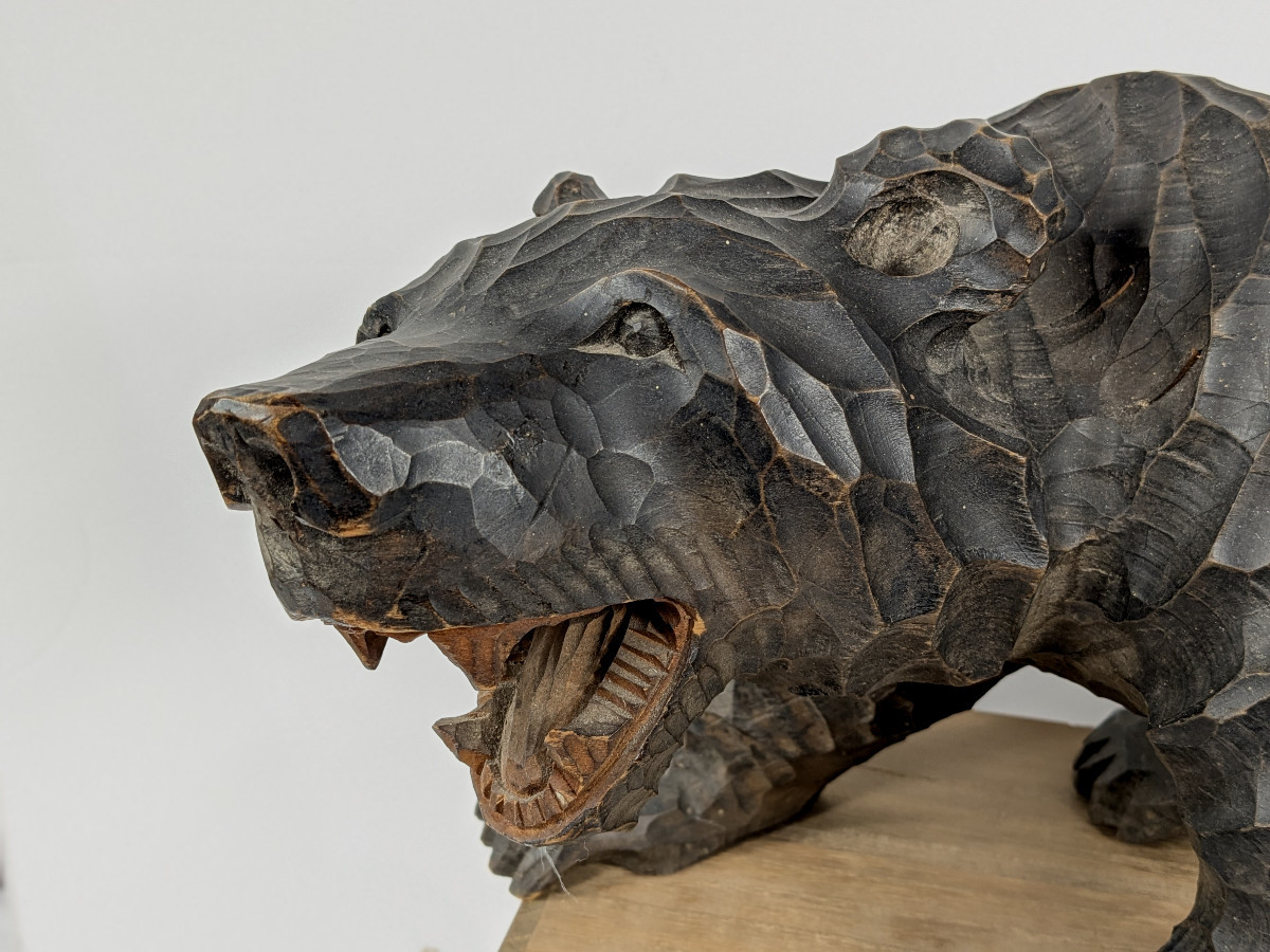 Ours grognant, bois sculpté Ainou Japon circa 1950-60 #ham1024-3-photo-2
