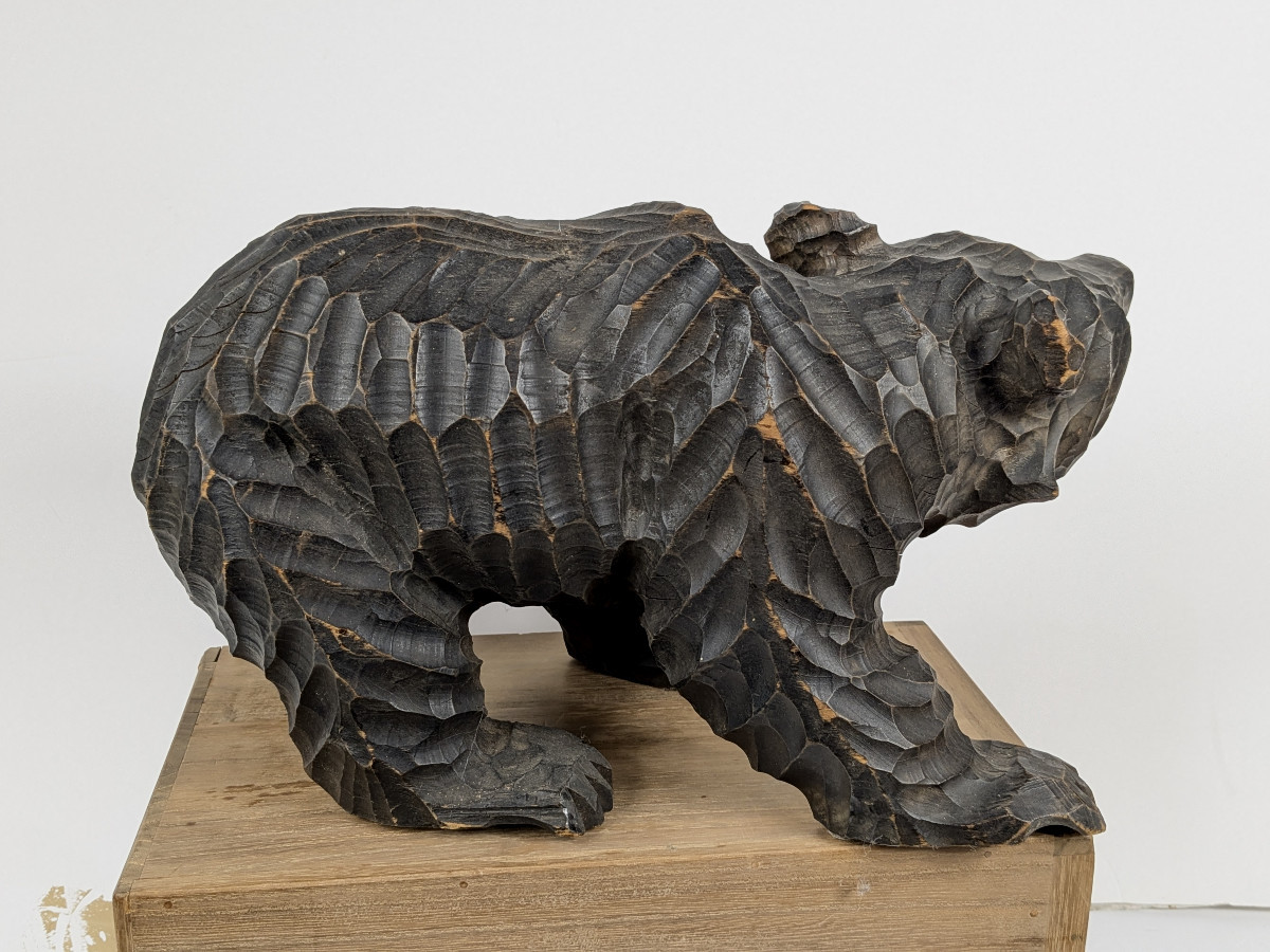 Ours grognant, bois sculpté Ainou Japon circa 1950-60 #ham1024-3-photo-2