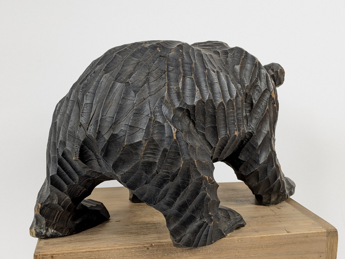 Ours grognant, bois sculpté Ainou Japon circa 1950-60 #ham1024-3-photo-3
