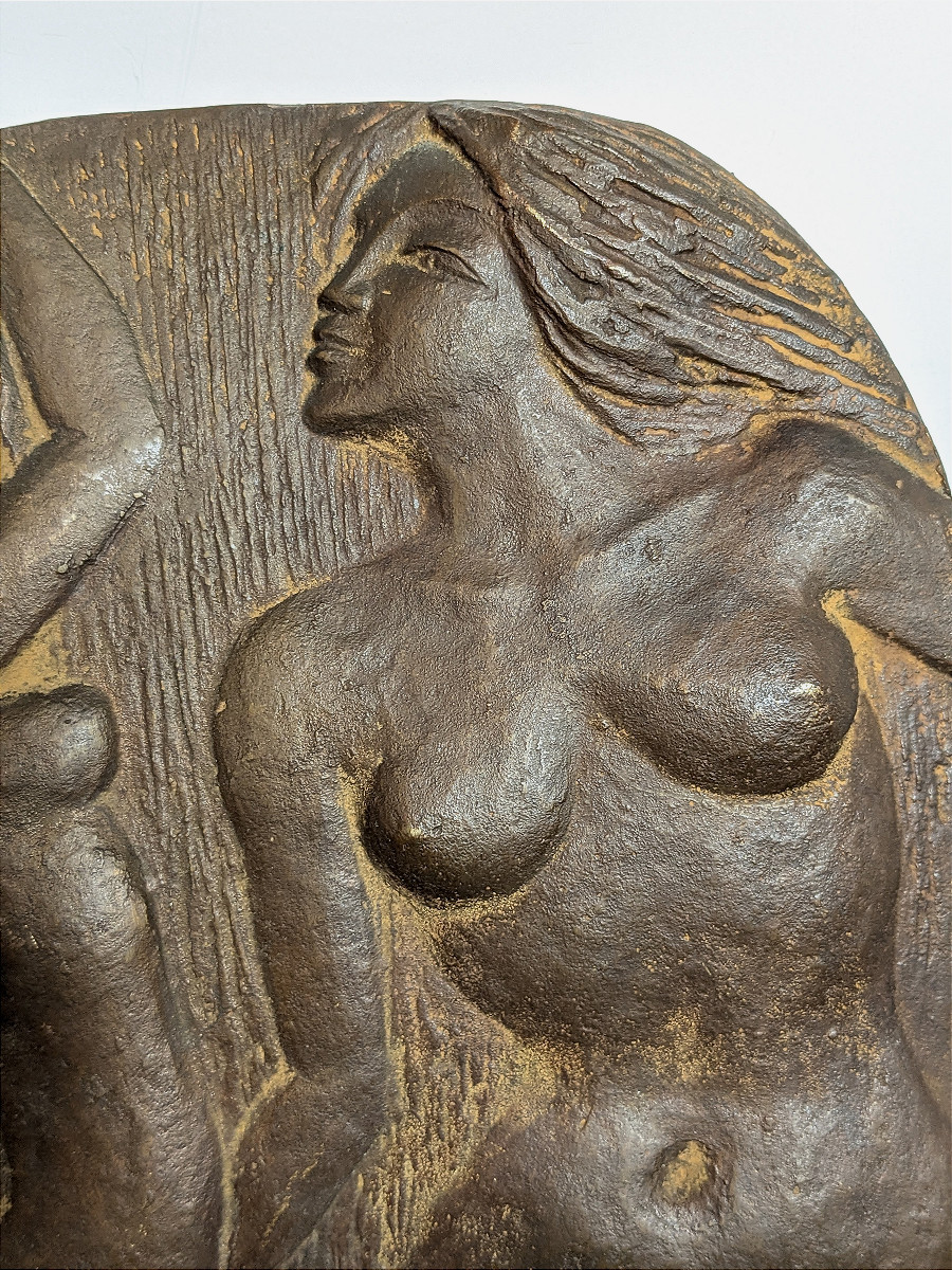Relief With Female Nudes - Bronze Circa 1970 #795-photo-4
