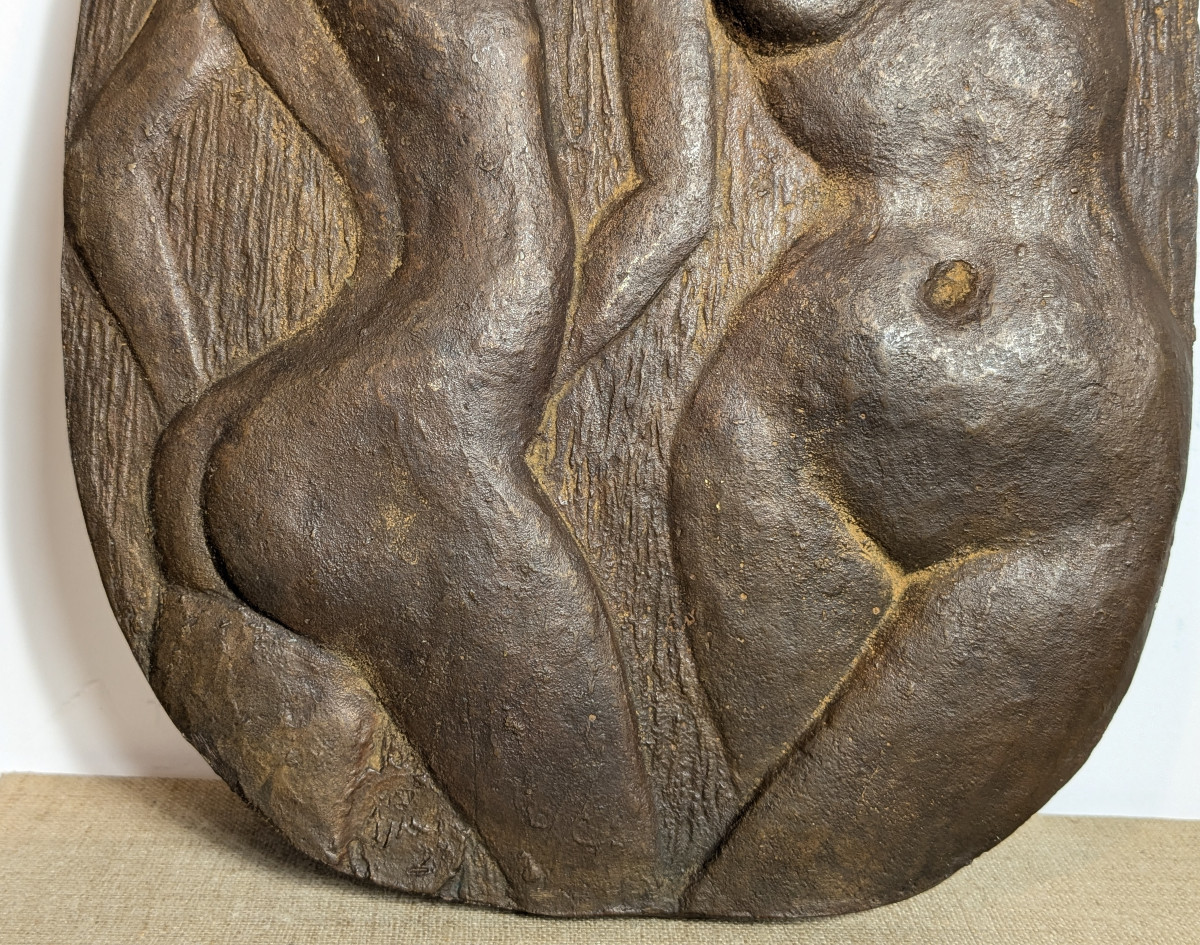 Relief With Female Nudes - Bronze Circa 1970 #795-photo-1