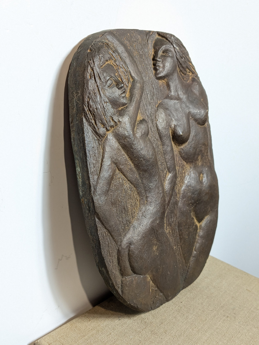 Relief With Female Nudes - Bronze Circa 1970 #795-photo-2