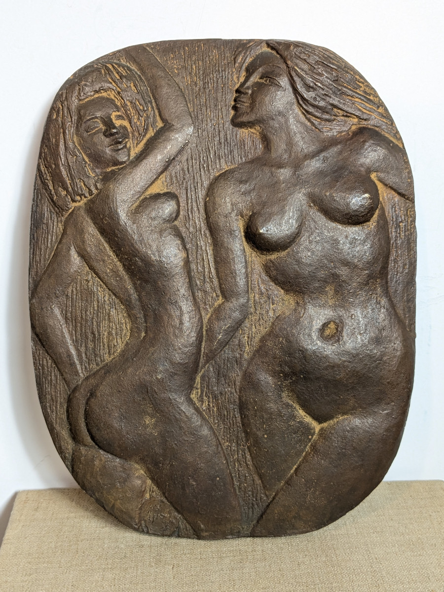 Relief With Female Nudes - Bronze Circa 1970 #795