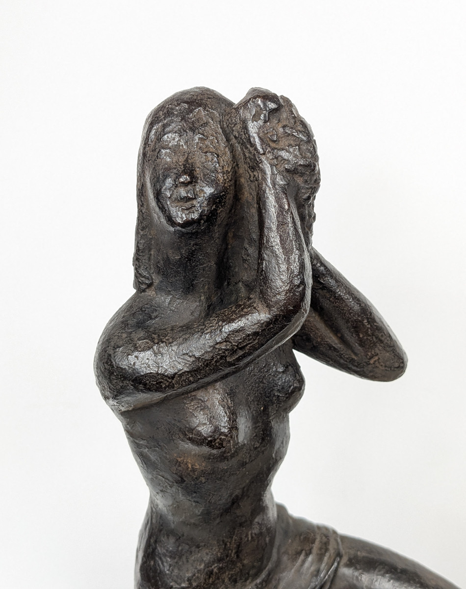 Nude With Grapes - Bronze Circa 1950-60 By Yuichi Yamamoto (1899-1987) #19-photo-2