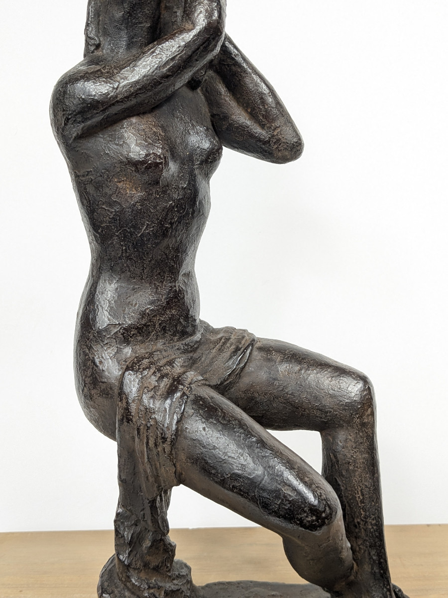 Nude With Grapes - Bronze Circa 1950-60 By Yuichi Yamamoto (1899-1987) #19-photo-3