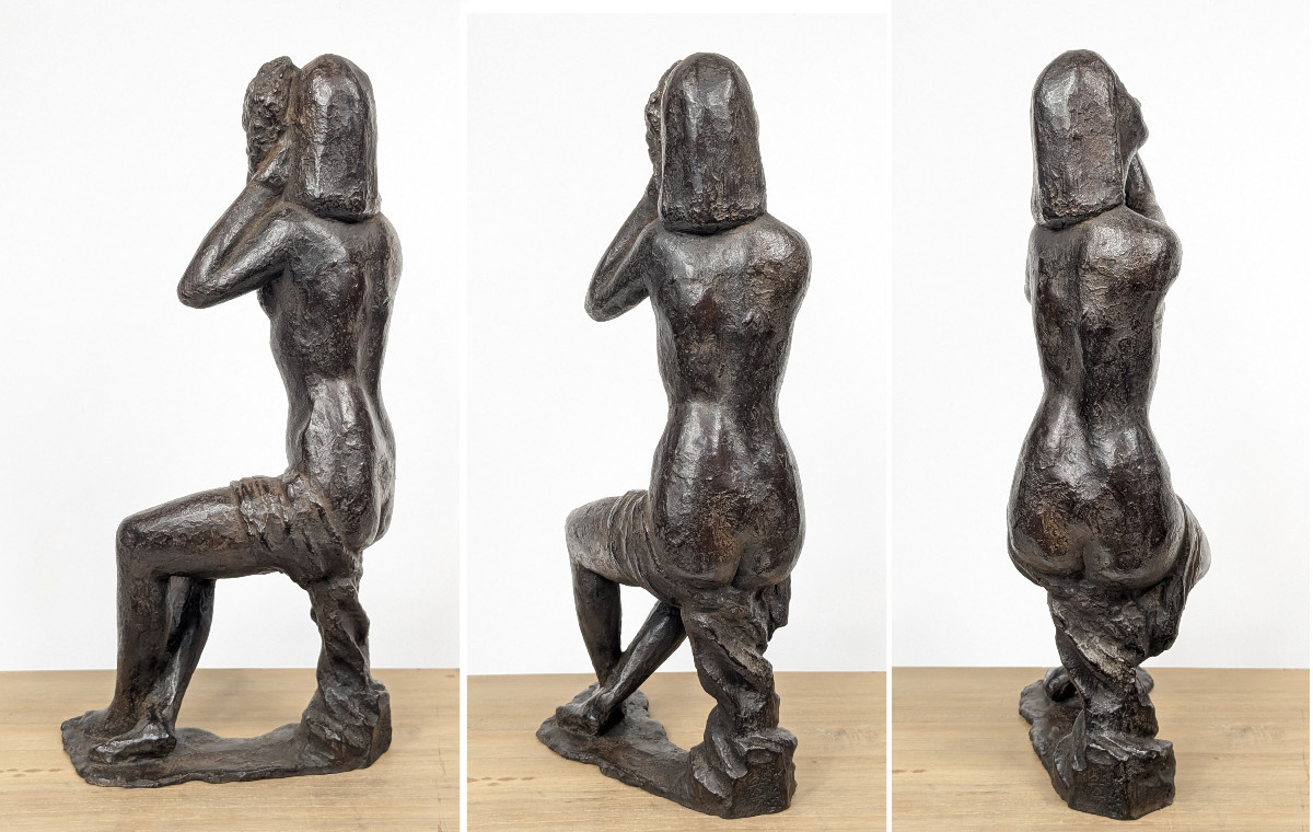 Nude With Grapes - Bronze Circa 1950-60 By Yuichi Yamamoto (1899-1987) #19-photo-3