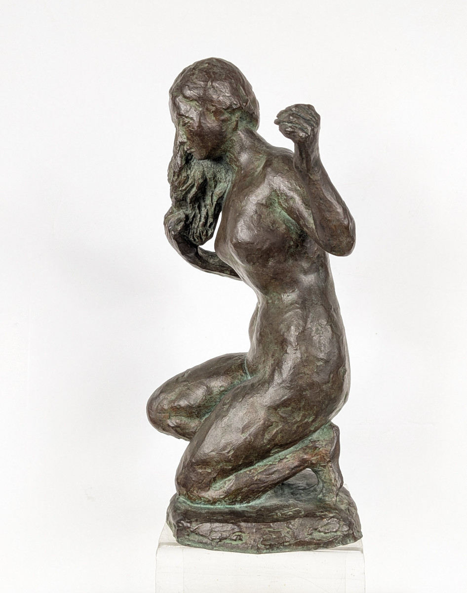 Kneeling Nude - Bronze By Takashi Sugimura 1922-2004 #936-photo-3