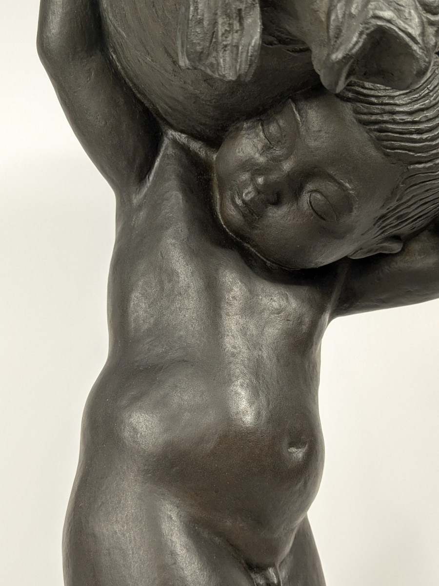L'enfant aux poissons - bronze 58cm  Art deco circa 1930 - #373-photo-4