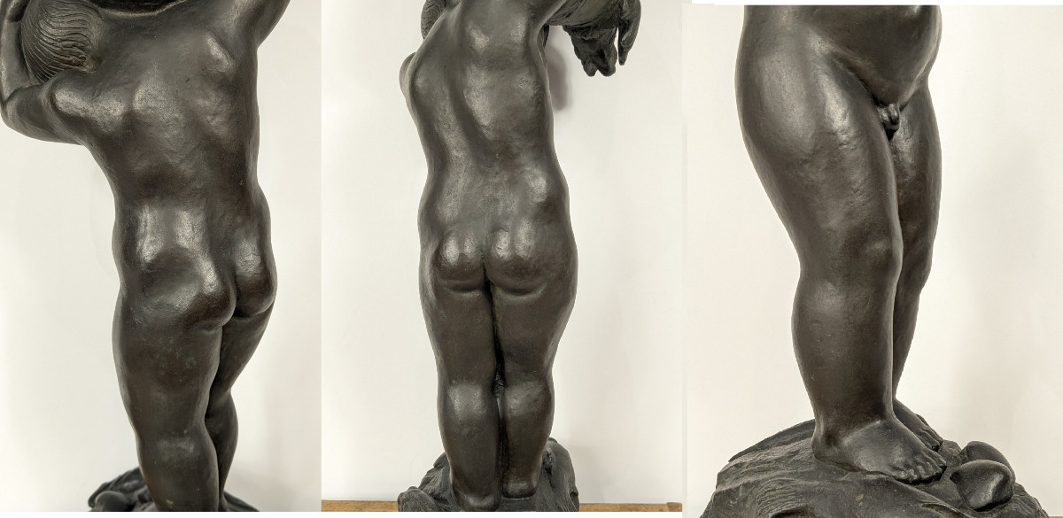 L'enfant aux poissons - bronze 58cm  Art deco circa 1930 - #373-photo-2