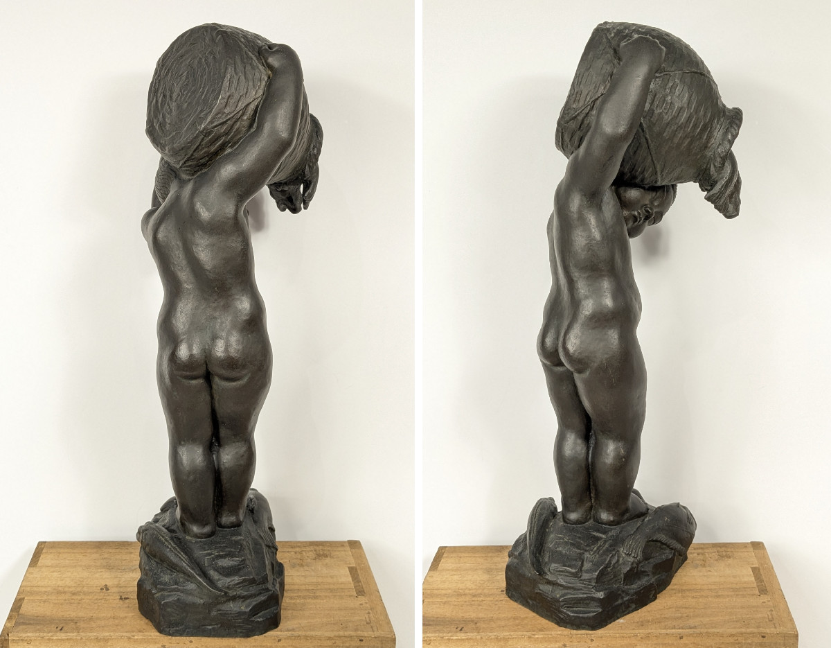 L'enfant aux poissons - bronze 58cm  Art deco circa 1930 - #373-photo-3