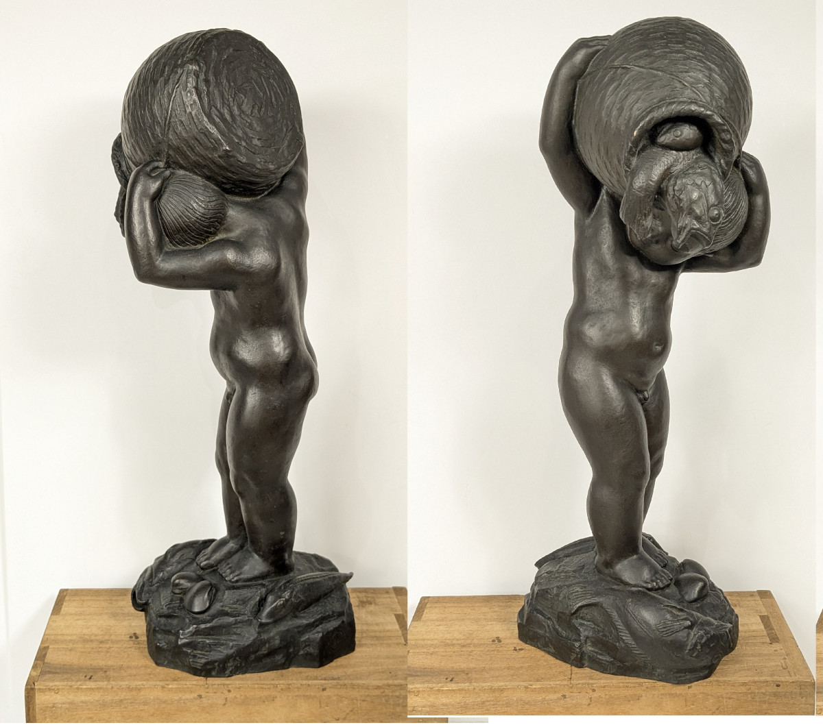 L'enfant aux poissons - bronze 58cm  Art deco circa 1930 - #373-photo-6