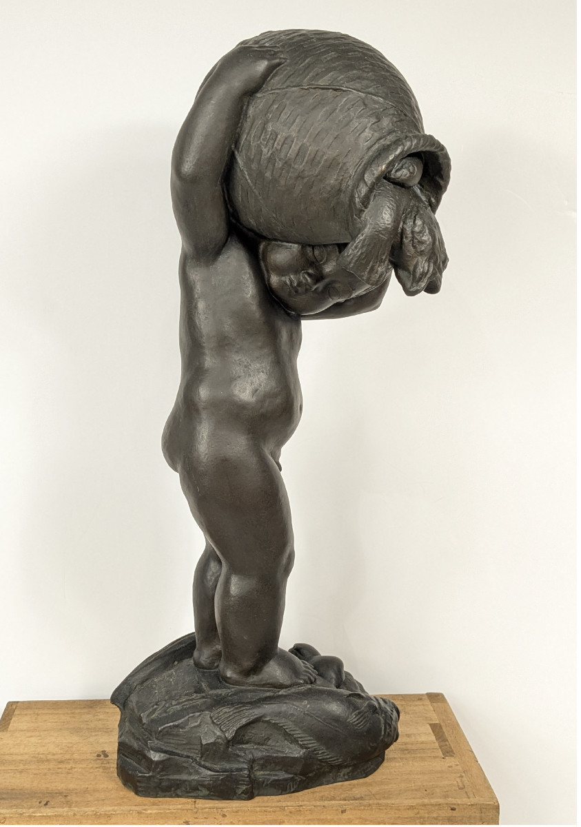 L'enfant aux poissons - bronze 58cm  Art deco circa 1930 - #373