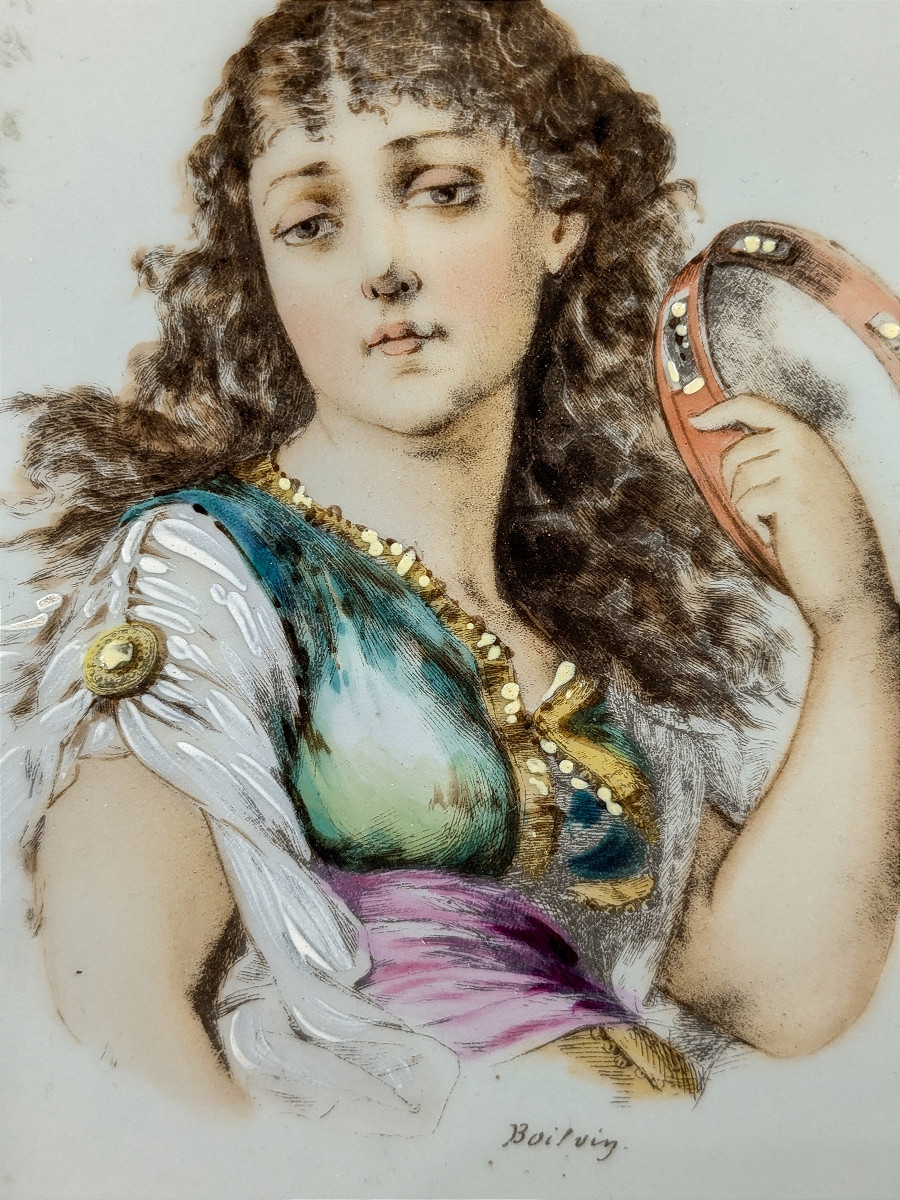 Compotier porcelaine Haviland  circa 1900 - décor gitane-photo-1