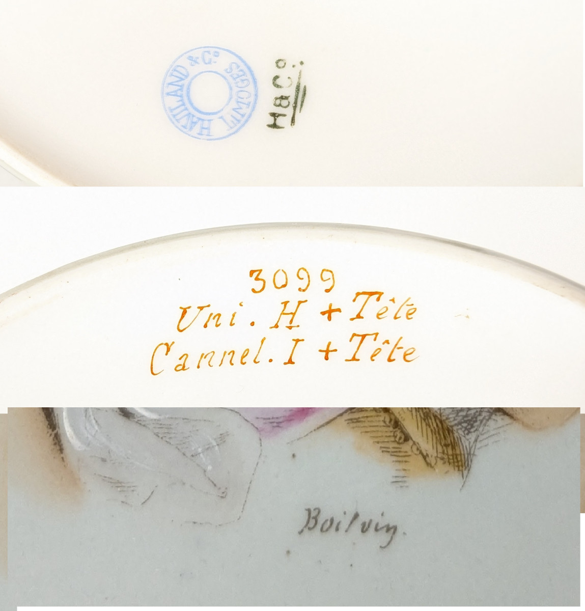 Compotier porcelaine Haviland  circa 1900 - décor gitane-photo-4