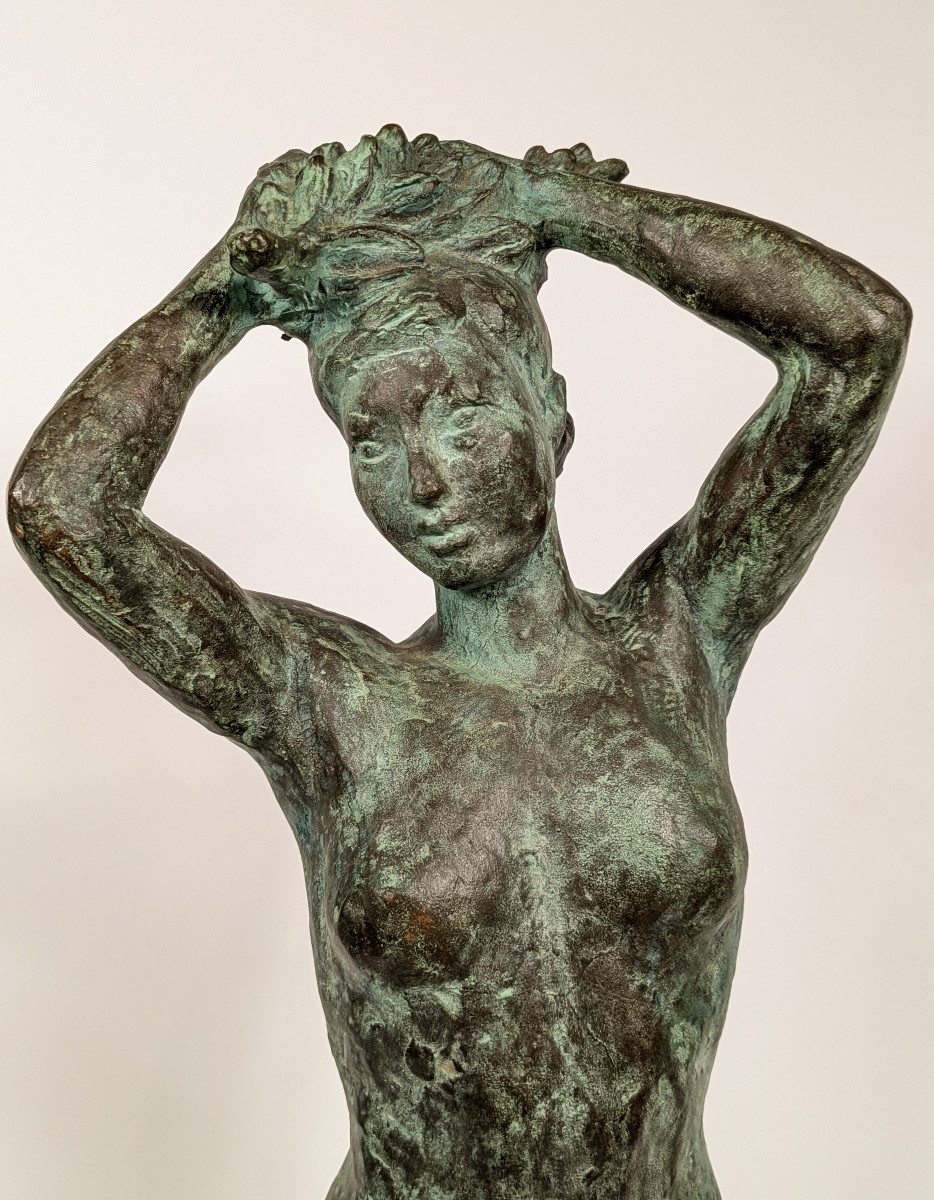 Nude With Raised Arms, Circa 1950-60 - Bronze 53cm - Shigeru Kinoshita 1908-1988 #47-photo-3