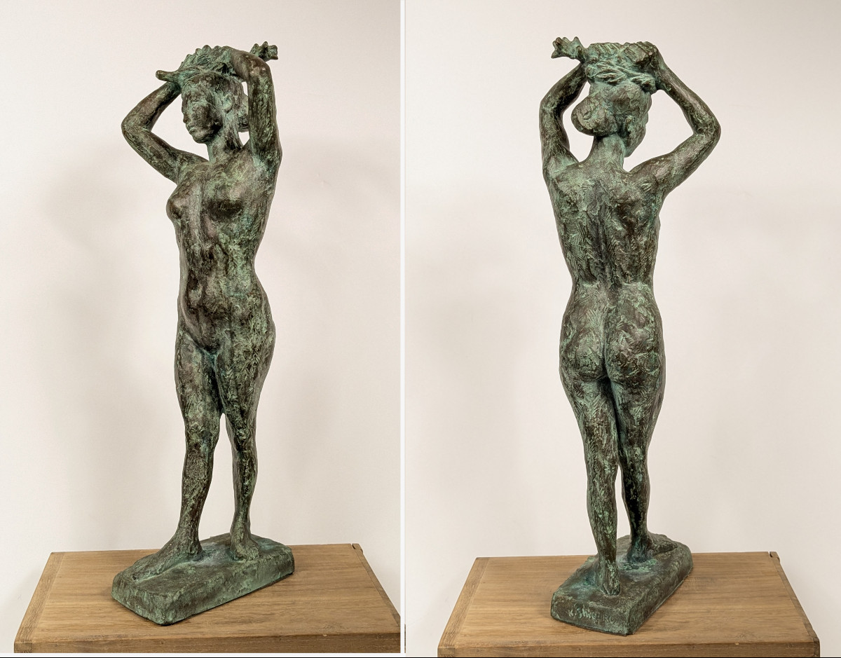 Nude With Raised Arms, Circa 1950-60 - Bronze 53cm - Shigeru Kinoshita 1908-1988 #47-photo-4