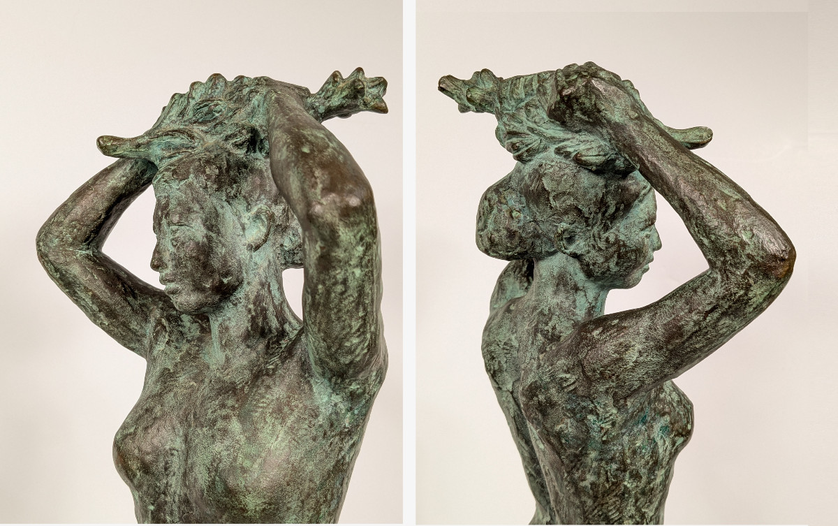 Nude With Raised Arms, Circa 1950-60 - Bronze 53cm - Shigeru Kinoshita 1908-1988 #47-photo-2