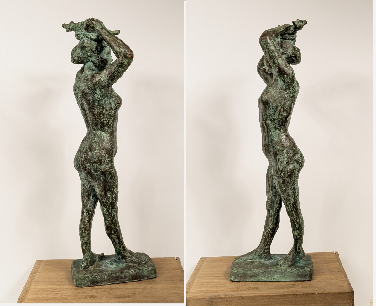Nude With Raised Arms, Circa 1950-60 - Bronze 53cm - Shigeru Kinoshita 1908-1988 #47-photo-3