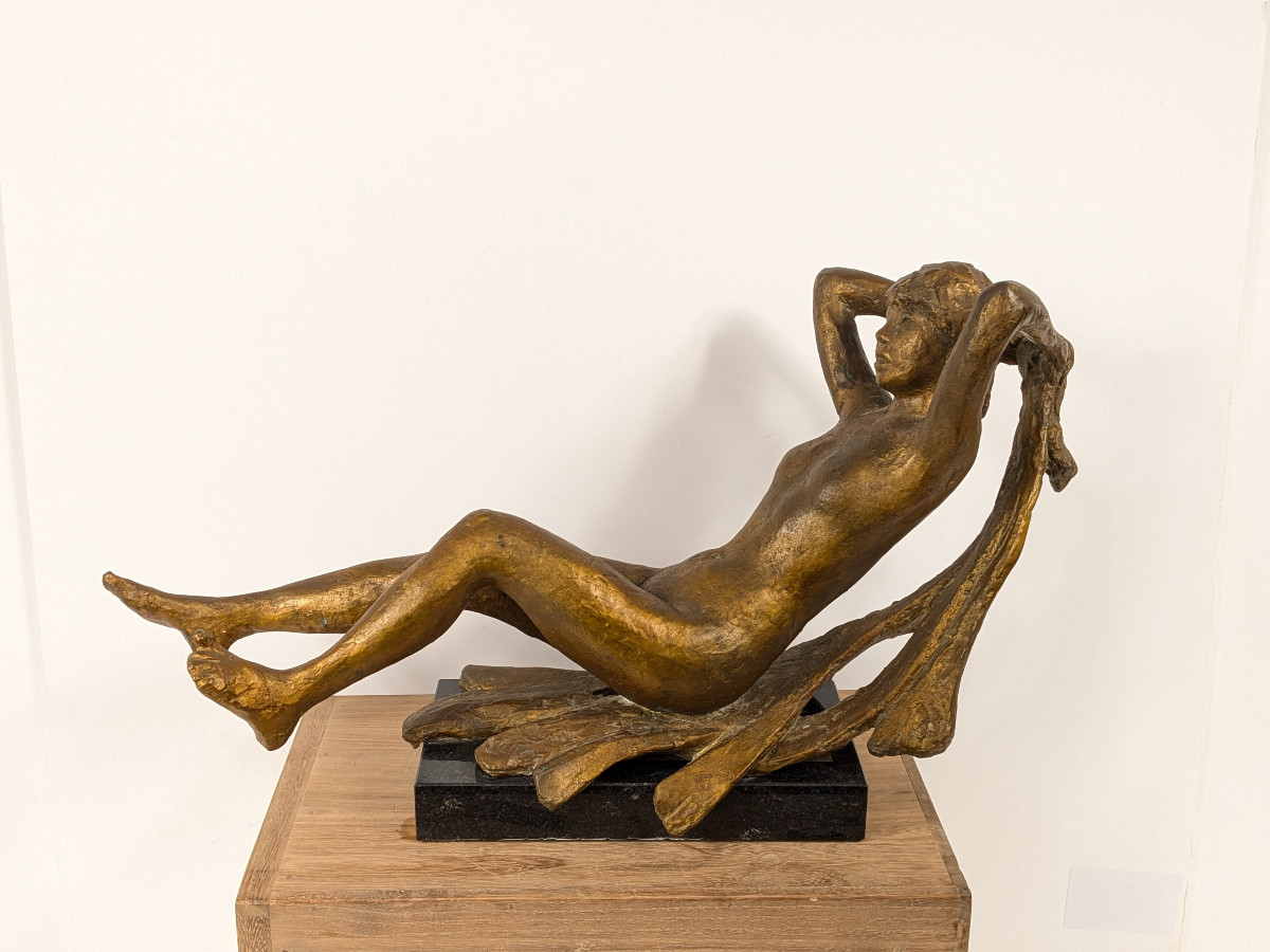 Reclining Nude - Bronze Circa 1950-60 By Katsuzo Entsuba (1905-2003) #43-photo-2