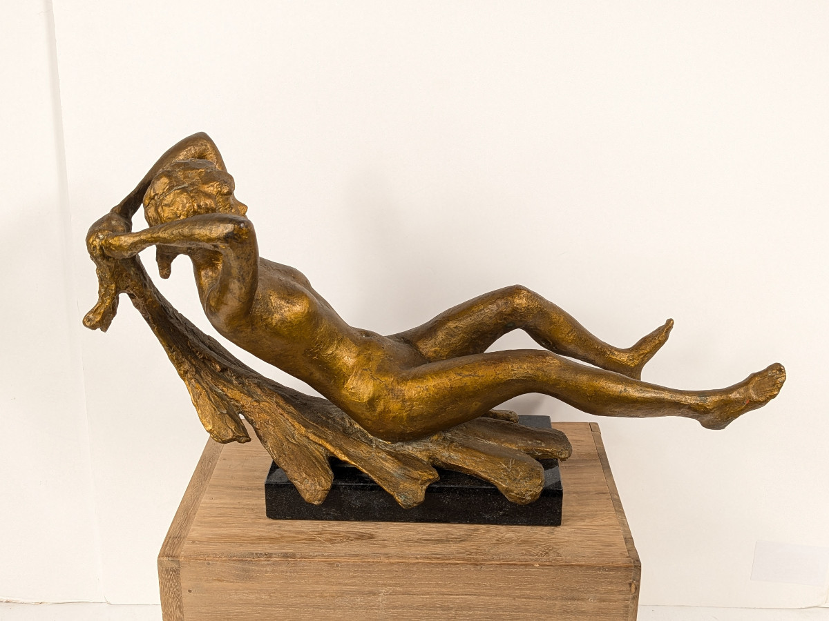 Reclining Nude - Bronze Circa 1950-60 By Katsuzo Entsuba (1905-2003) #43-photo-3