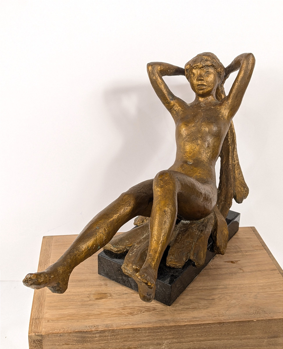 Reclining Nude - Bronze Circa 1950-60 By Katsuzo Entsuba (1905-2003) #43-photo-4