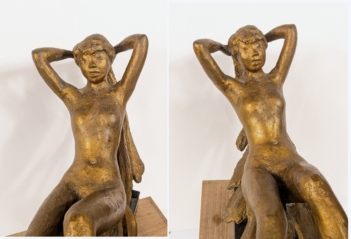 Reclining Nude - Bronze Circa 1950-60 By Katsuzo Entsuba (1905-2003) #43-photo-1