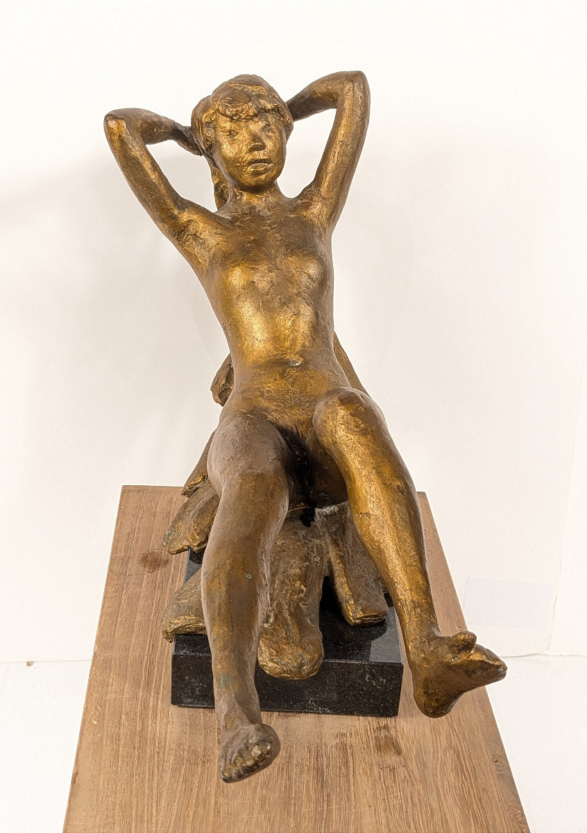 Reclining Nude - Bronze Circa 1950-60 By Katsuzo Entsuba (1905-2003) #43-photo-3