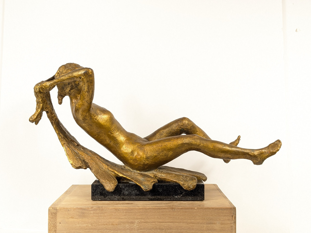 Reclining Nude - Bronze Circa 1950-60 By Katsuzo Entsuba (1905-2003) #43-photo-5