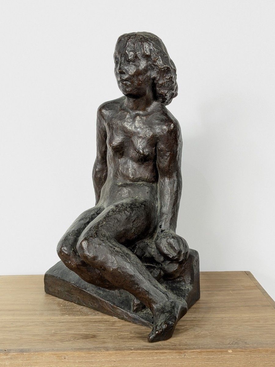 Seated Nude - Bronze - Work 1930-50 # 631-photo-3