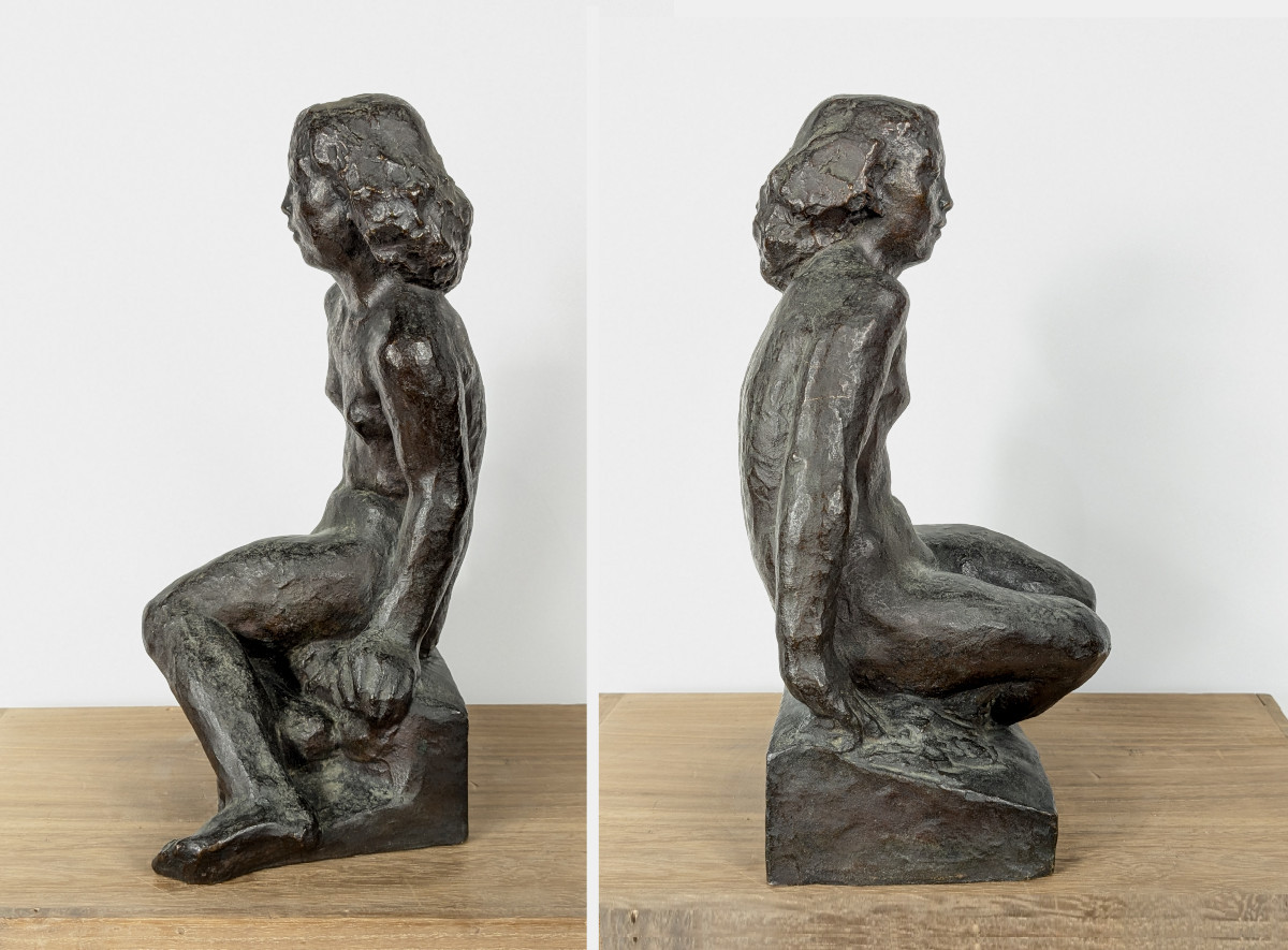 Seated Nude - Bronze - Work 1930-50 # 631-photo-1