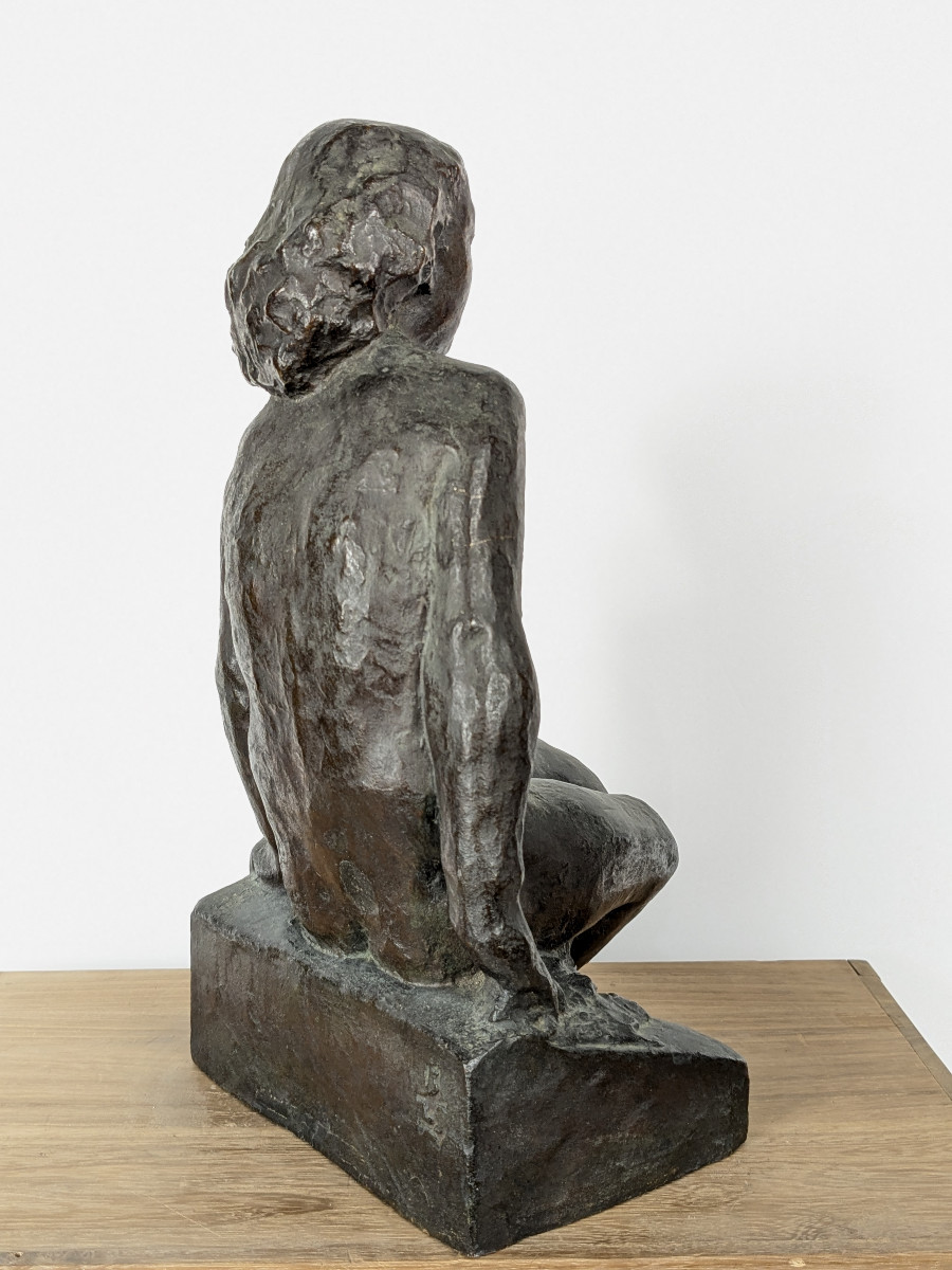 Seated Nude - Bronze - Work 1930-50 # 631-photo-3