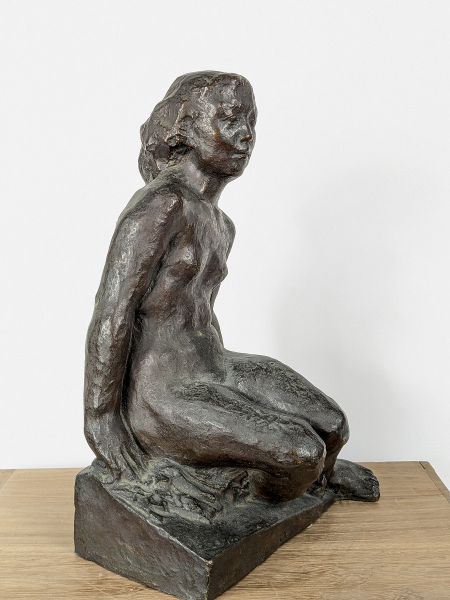 Seated Nude - Bronze - Work 1930-50 # 631-photo-4